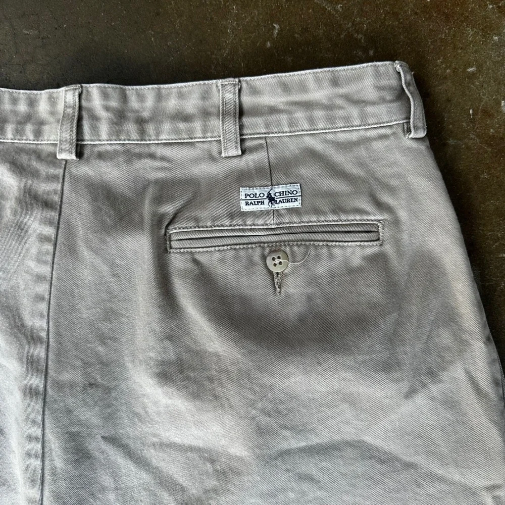 Polo Ralph Lauren Chino Shorts Mens 34 Tan Casual Pleated Cotton Twill Khaki